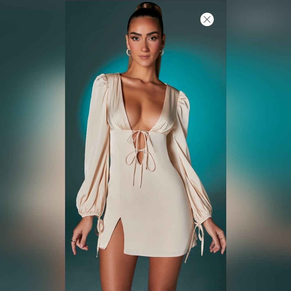 Balloon Sleeve Mini Dress In Ivory